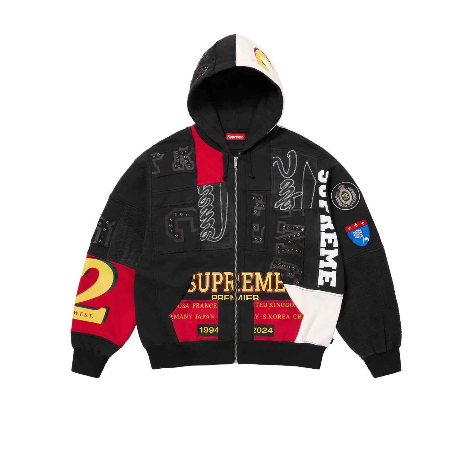 Patchwork Zippered Hoodie Jacket