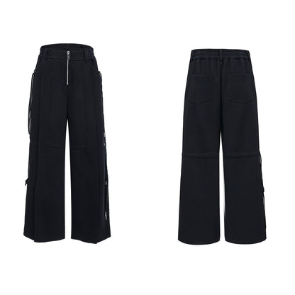 Men's Niche Design Casual Set with Drawstrings & Tie Straps