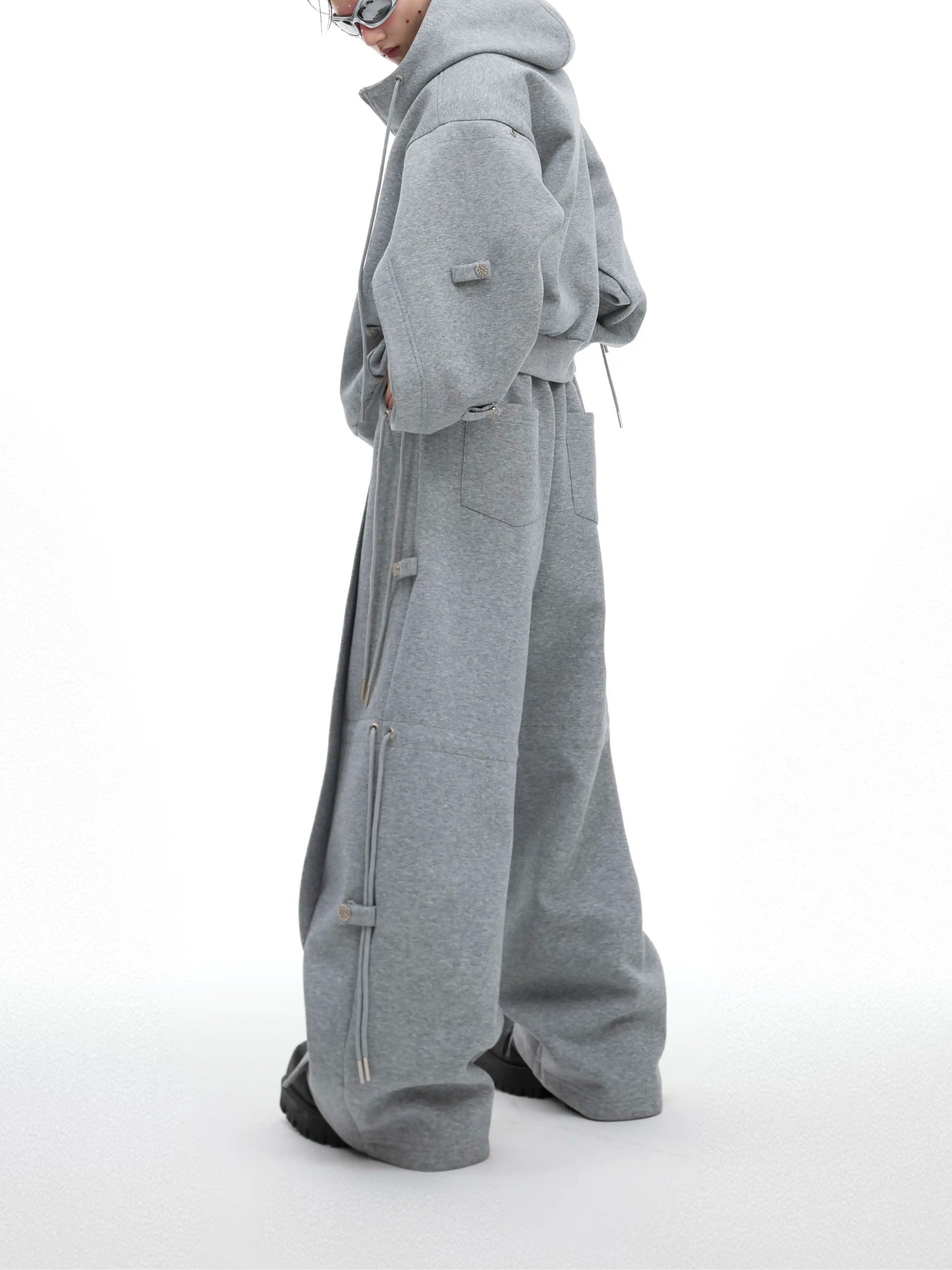 Men's Niche Design Casual Set with Drawstrings & Tie Straps