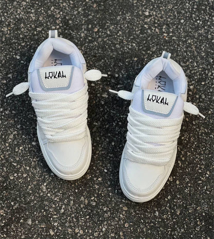 Skateboard-Inspired Reflective Strip Trendy Chunky Sneakers