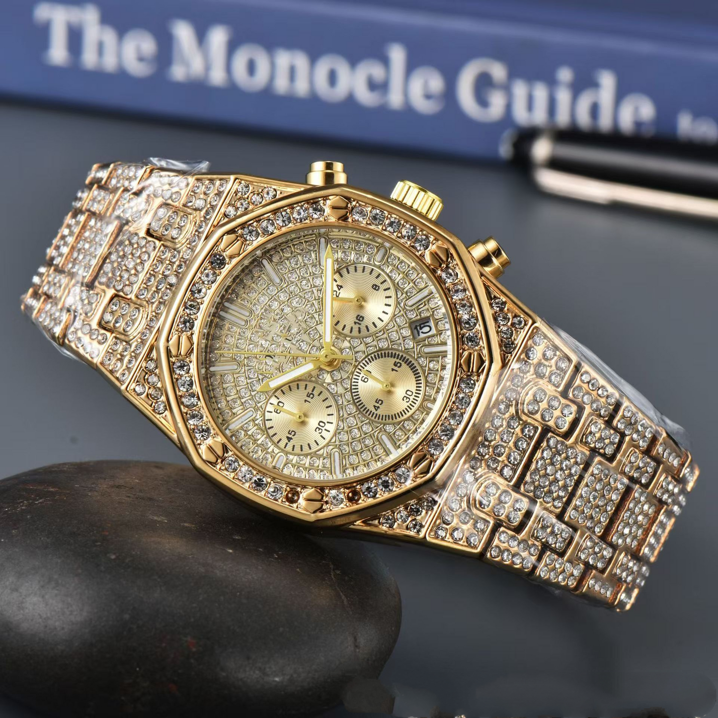 Automatic Mechanical Watch with Rhinestones