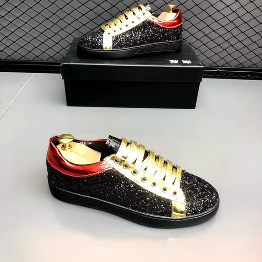 Men's Black Versatile Designer Sneakers