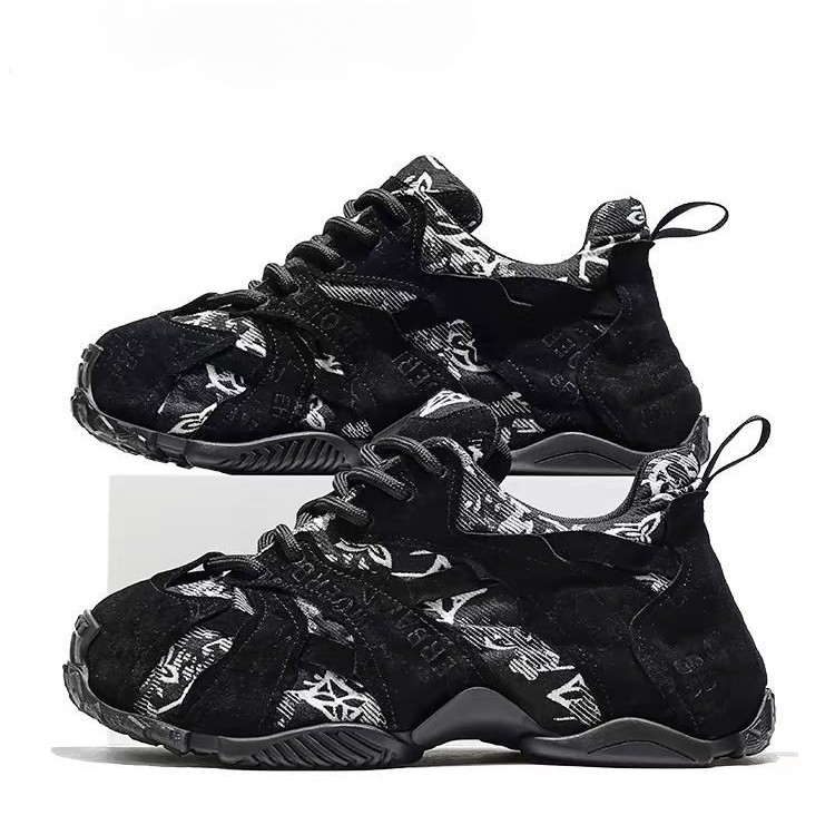 Men's Color-Blocked Printed Non-Slip Sneakers