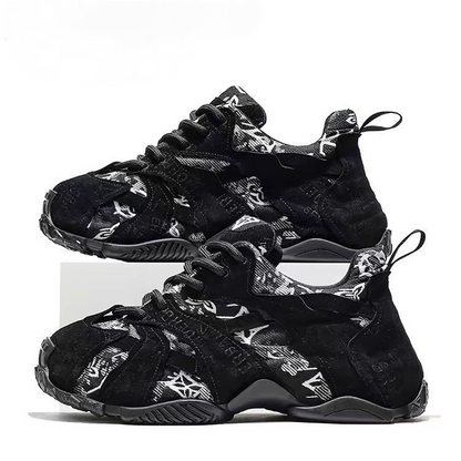 Men's Color-Blocked Printed Non-Slip Sneakers