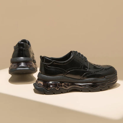 Men's British-Style Brogue Leather Shoes with Air Cushion Sole