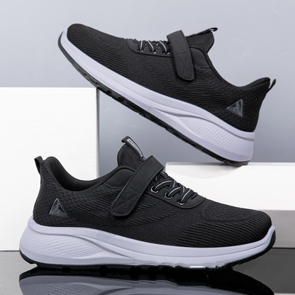 Men's Soft-Soled Mesh Sneakers with Hook-and-Loop Closure