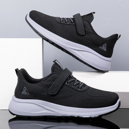 Men's Soft-Soled Mesh Sneakers with Hook-and-Loop Closure
