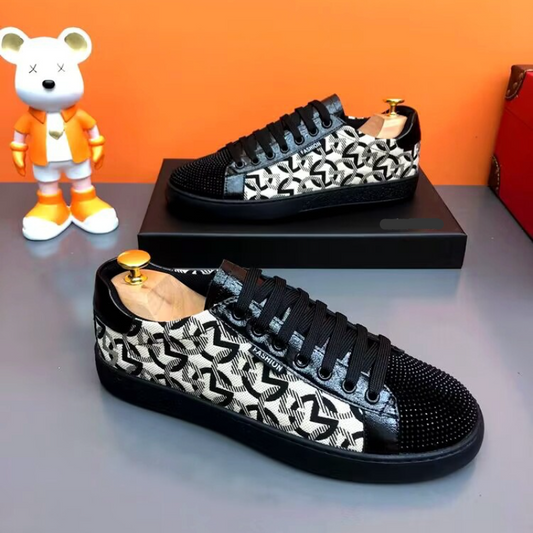 Men's Black Versatile Designer Sneakers