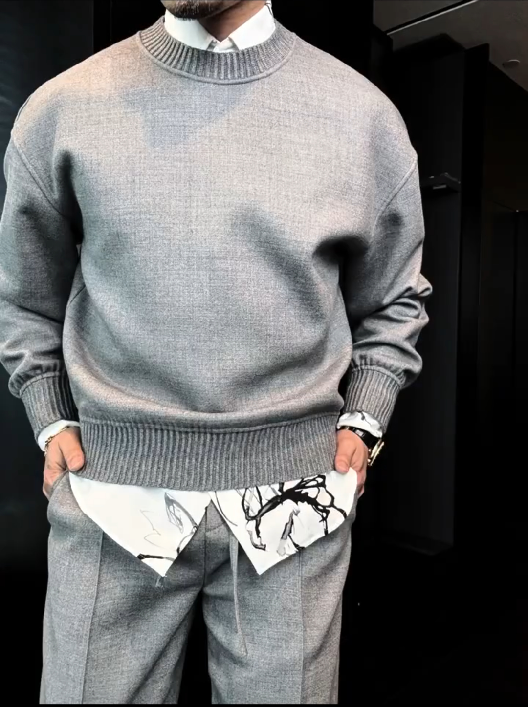 Men's High-Quality Slightly Relaxed Crew Neck Long-Sleeve Sweatshirt Set