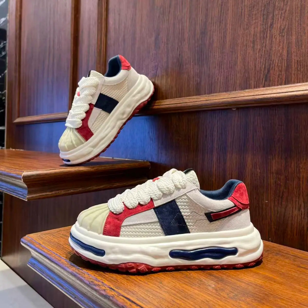 Men's Shell-Toe Color-Block Textured Casual Shoes