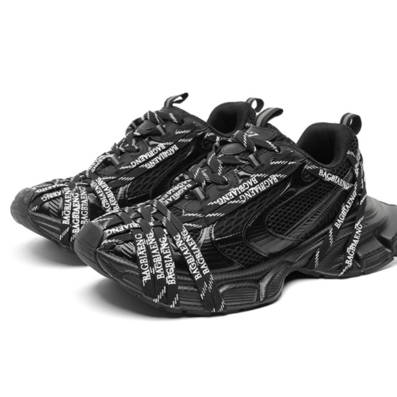 Men's Letter-Strap Woven Sneakers