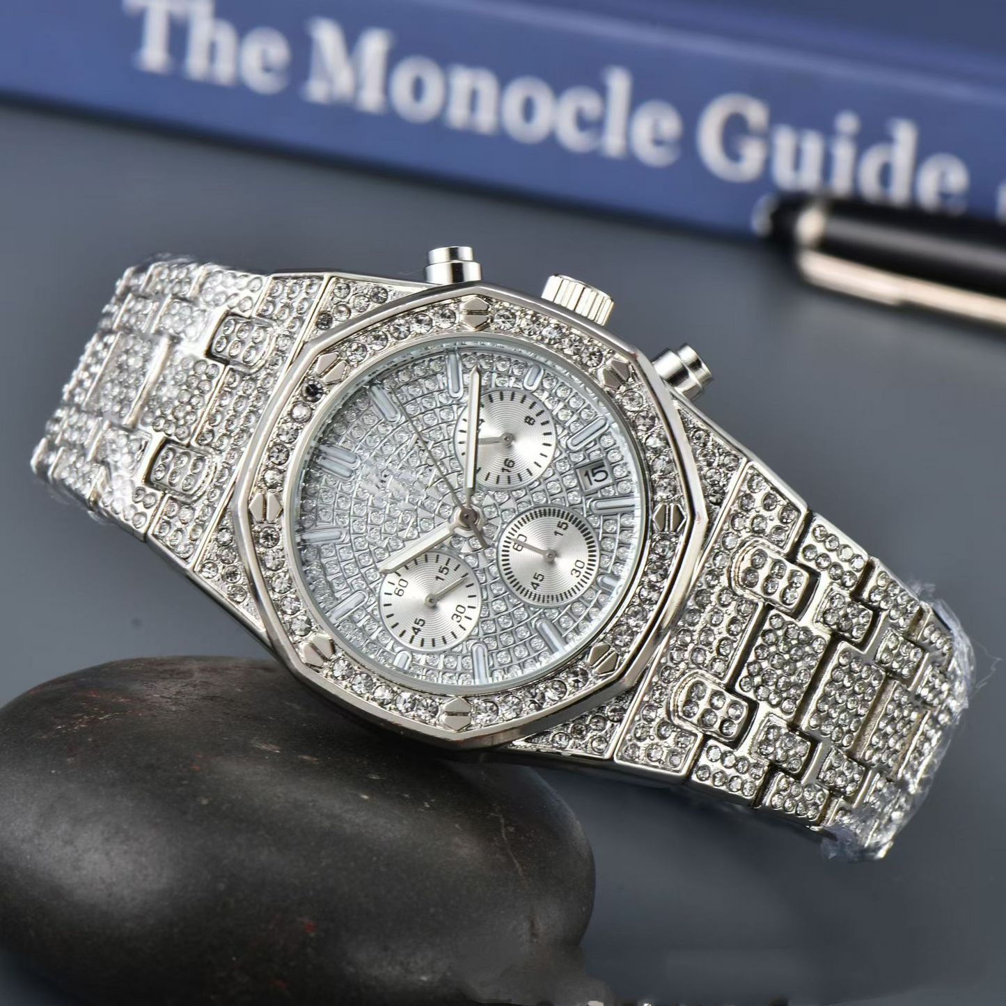 Automatic Mechanical Watch with Rhinestones