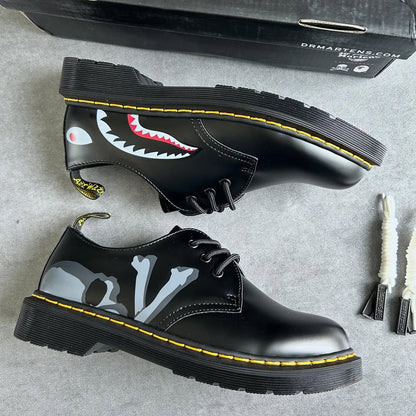 Men's Halloween Skull-Print Casual Leather Shoes