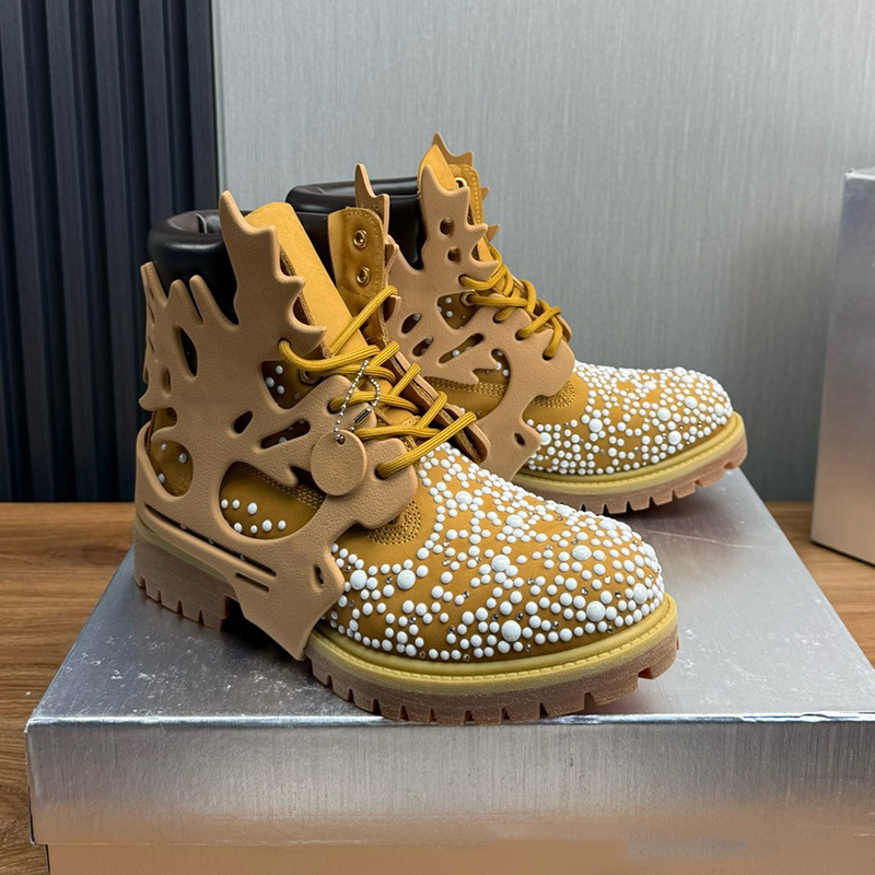 Pearl and Rhinestone Fashion Ankle Boots